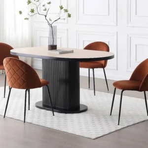 Set van 6 stoelen van velours en zwart roestvrij staal - Terracotta - MELBOURNE