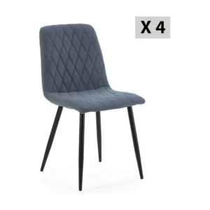 Pak 4 stoelen April gestoffeerd blauwe stof. VS Venta-stock
