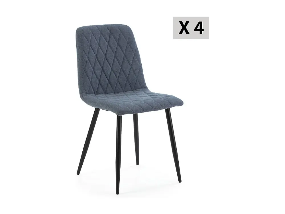 Pak 4 stoelen April gestoffeerd blauwe stof. VS Venta-stock