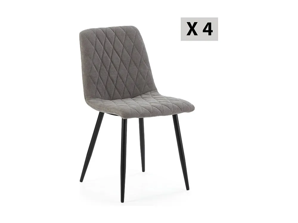 Pak 4 stoelen April gestoffeerd grijze stof. VS Venta-stock