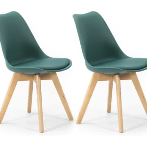 Pak 2 stoelen Klara Blauw, Houten Poten en Gewatteerde Zitting VS Venta-stock