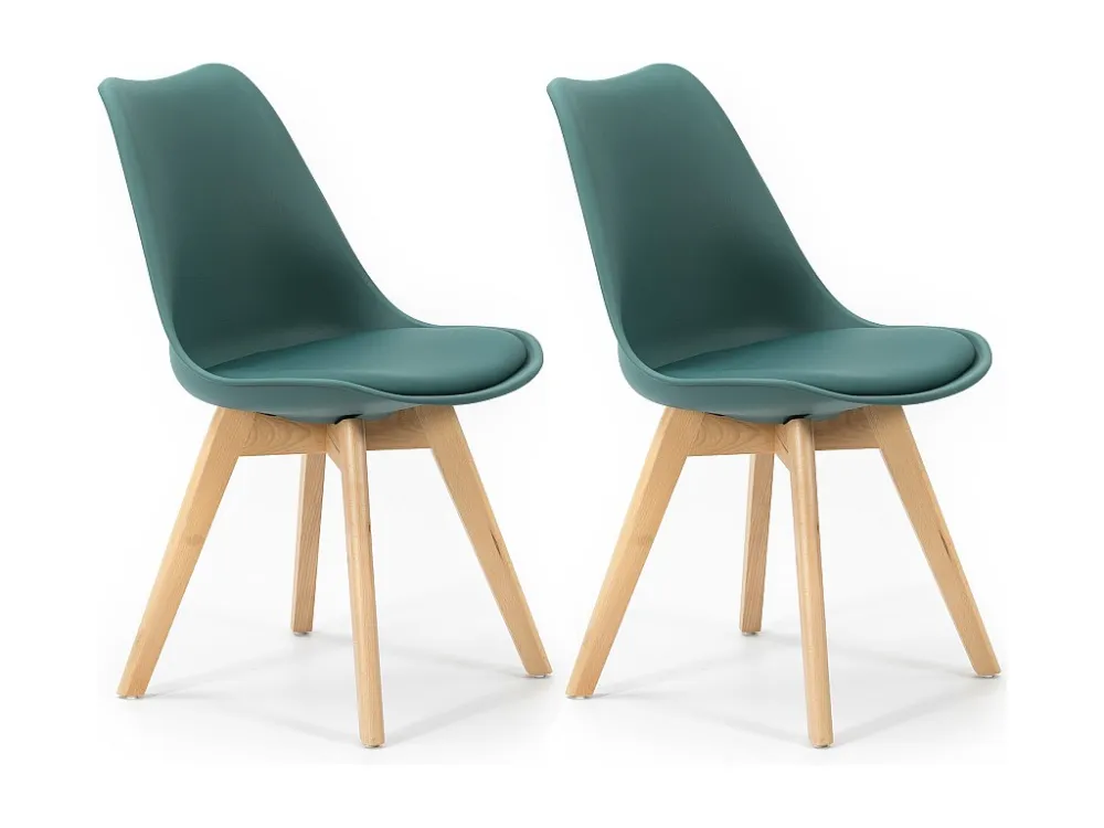 Pak 2 stoelen Klara Blauw, Houten Poten en Gewatteerde Zitting VS Venta-stock