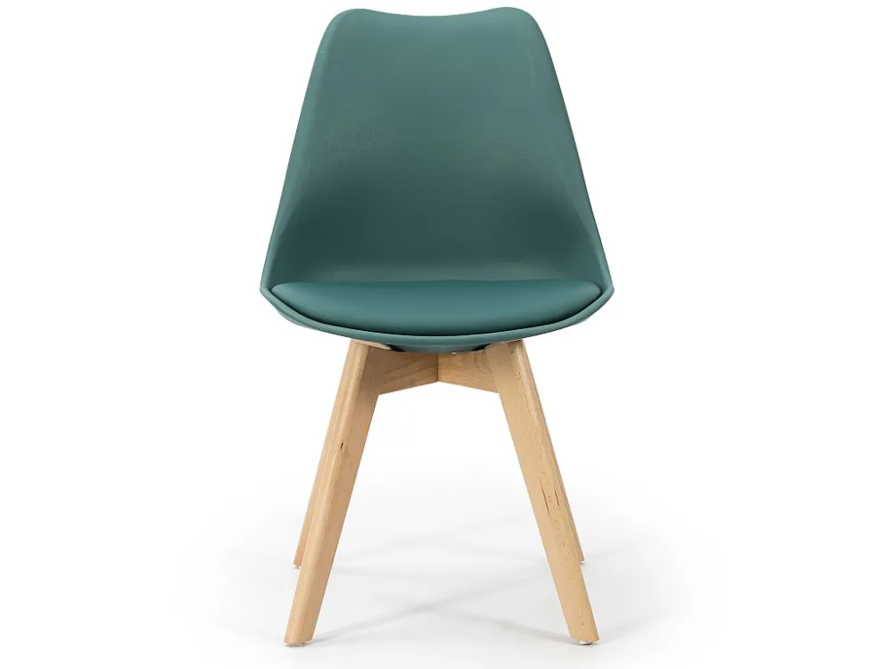 Pak 2 stoelen Klara Blauw, Houten Poten en Gewatteerde Zitting VS Venta-stock