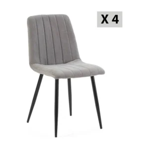 Pak 4 stoelen Sagi gestoffeerd grijze stof. VS Venta-stock