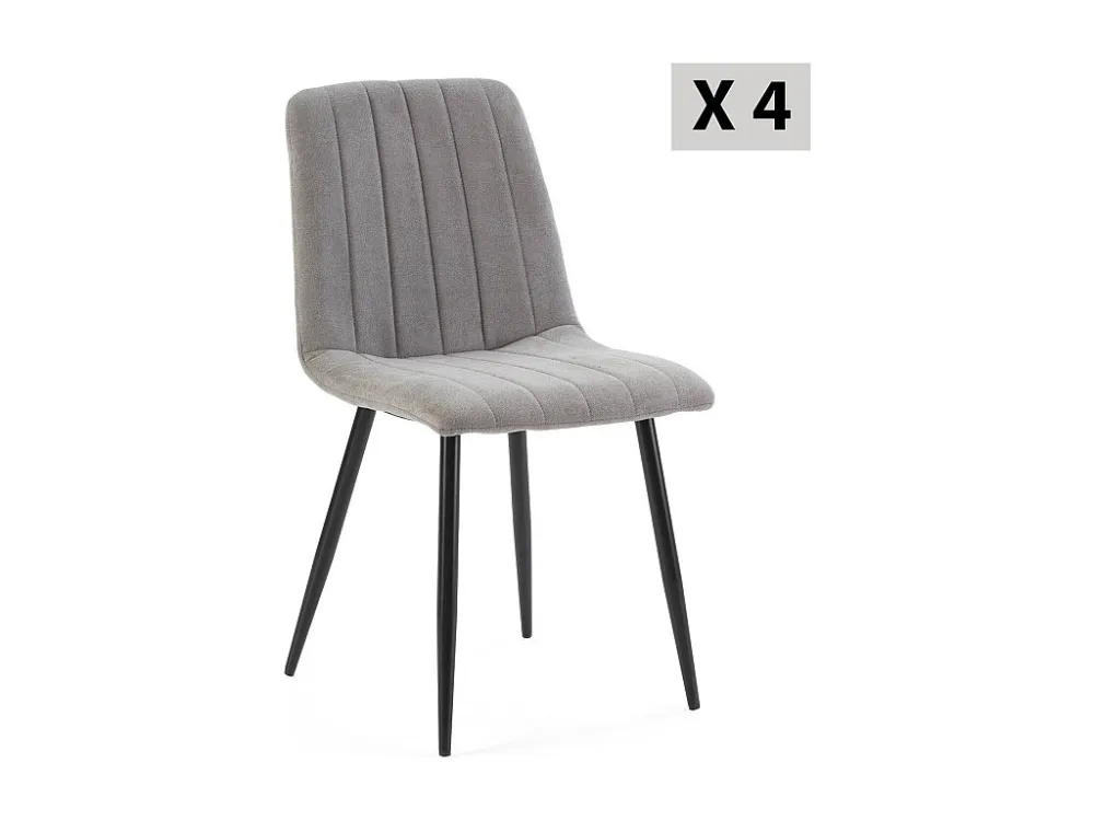 Pak 4 stoelen Sagi gestoffeerd grijze stof. VS Venta-stock