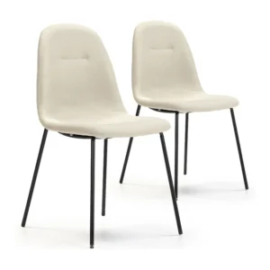 Set van 2 eetkamerstoelen Brenda, beige gestoffeerd, 44 x 54 x 85 cm. VS Venta-stock