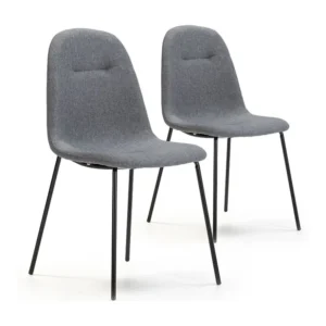Set van 2 eetkamerstoelen Brenda, gestoffeerd grijs, 44 x 54 x 85 cm. VS Venta-stock