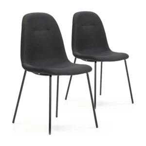 Set van 2 eetkamerstoelen Brenda, zwart gestoffeerd, 44 x 54 x 85 cm. VS Venta-stock