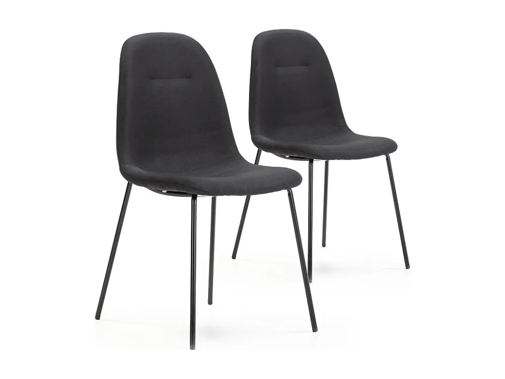 Set van 2 eetkamerstoelen Brenda, zwart gestoffeerd, 44 x 54 x 85 cm. VS Venta-stock