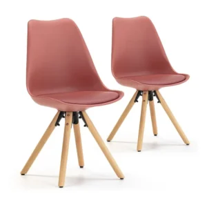 Set van 2 eetkamerstoelen Jeff Nordic Style Rood, 54 x 49 x 84 cm VS Venta-stock
