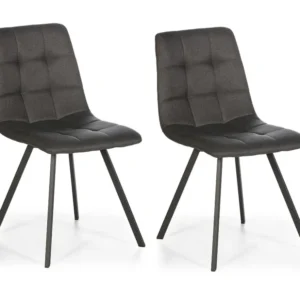 Set van 2 eetkamerstoelen Mila, gestoffeerd donkergrijs, 58 x 45 x 86 cm. VS Venta-stock