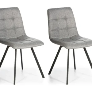 Set van 2 eetkamerstoelen Mila, gestoffeerd lichtgrijs, 58 x 45 x 86 cm. VS Venta-stock