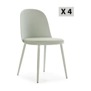 Set van 4 groene Kana stoelen, met metalen poten en gestoffeerde zitting. VS Venta-stock