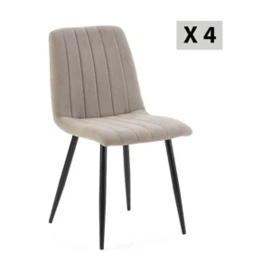 Set van 4 Sagi stoelen bekleed met beige stoffen bekleding. VS Venta-stock