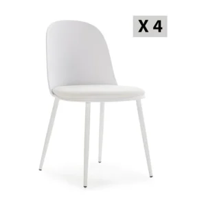 Set van 4 stoelen Kana Wit, metalen poten en gestoffeerde zitting VS Venta-stock