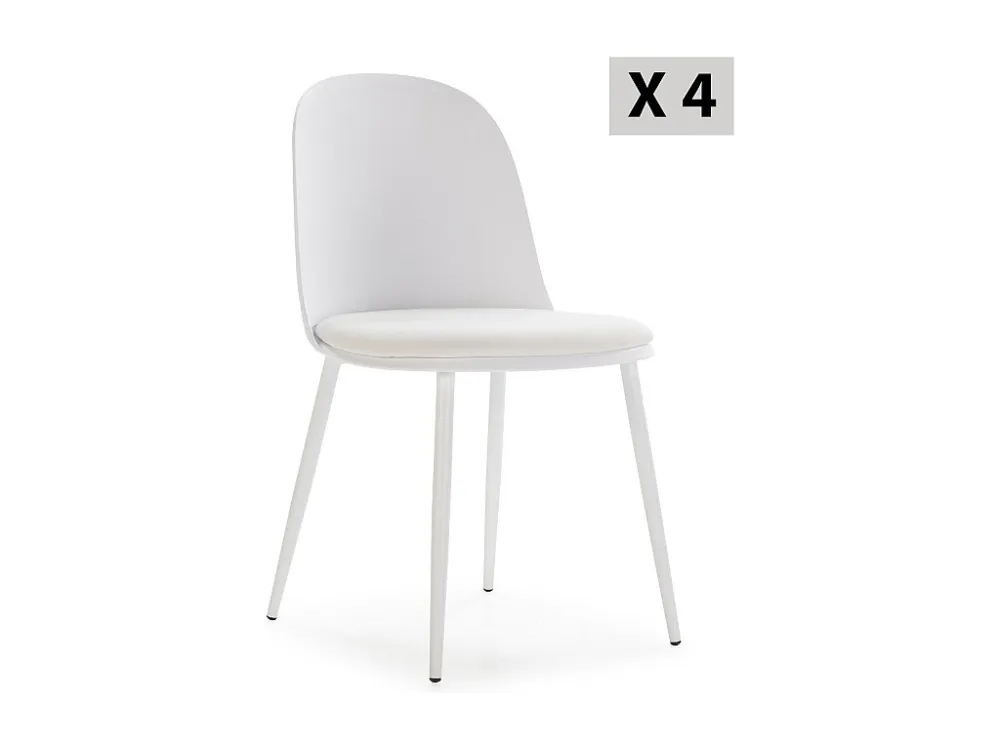 Set van 4 stoelen Kana Wit, metalen poten en gestoffeerde zitting VS Venta-stock