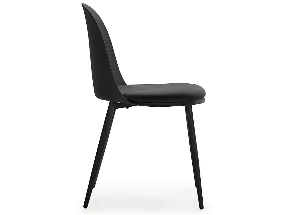 Set van 4 stoelen Kana Zwart, metalen poten en gestoffeerde zitting VS Venta-stock