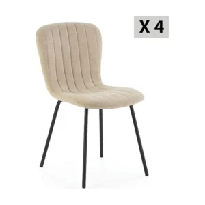 Set van 4 stoelen Lucky gestoffeerd beige stof. VS Venta-stock