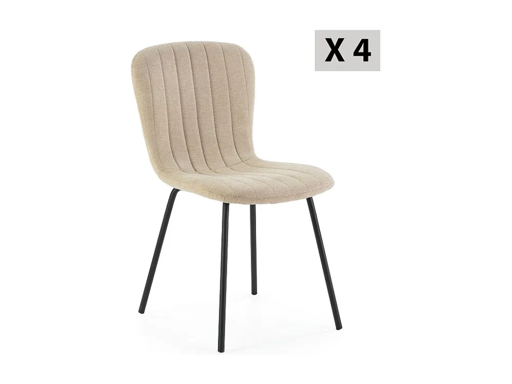Set van 4 stoelen Lucky gestoffeerd beige stof. VS Venta-stock