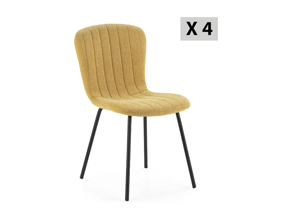 Set van 4 stoelen Lucky gestoffeerd mosterdgele stof. VS Venta-stock