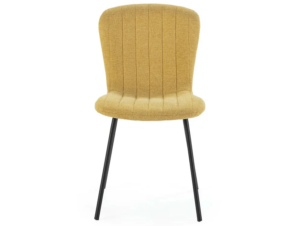 Set van 4 stoelen Lucky gestoffeerd mosterdgele stof. VS Venta-stock