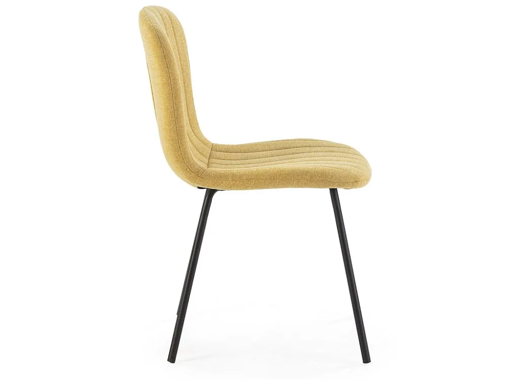 Set van 4 stoelen Lucky gestoffeerd mosterdgele stof. VS Venta-stock