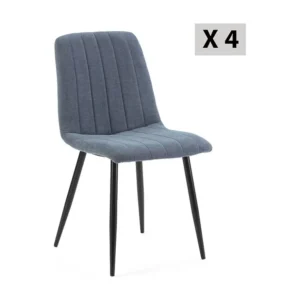 Set van 4 stoelen Sagi bekleed met blauwe stof. VS Venta-stock
