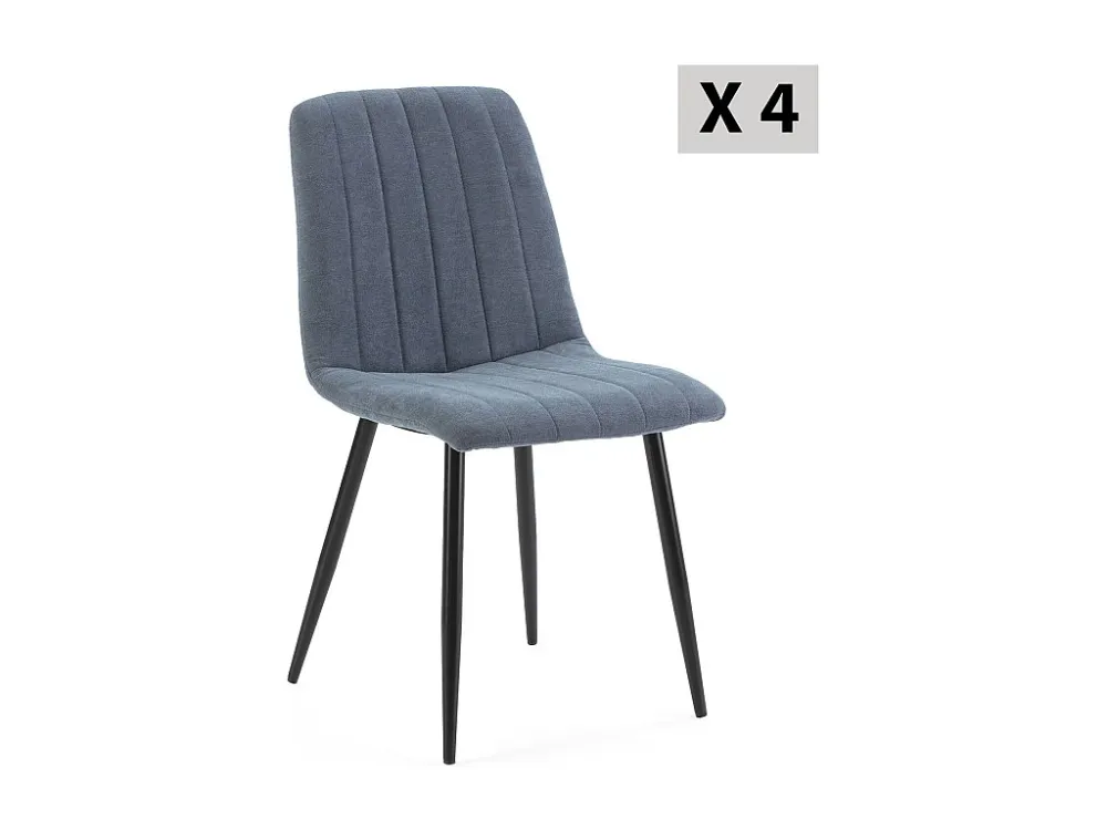 Set van 4 stoelen Sagi bekleed met blauwe stof. VS Venta-stock