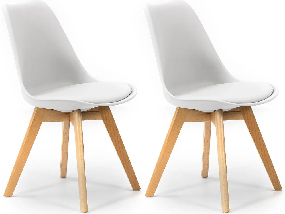 2 stoelen Klara Wit, Houten poten en Gewatteerde zitting VS Venta-stock