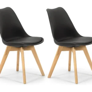 2 stoelen Klara Zwart, Houten Poten en Gewatteerde Zitting VS Venta-stock