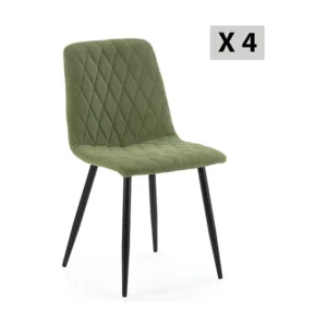 Vier stoelen April gestoffeerd groene stof. VS Venta-stock