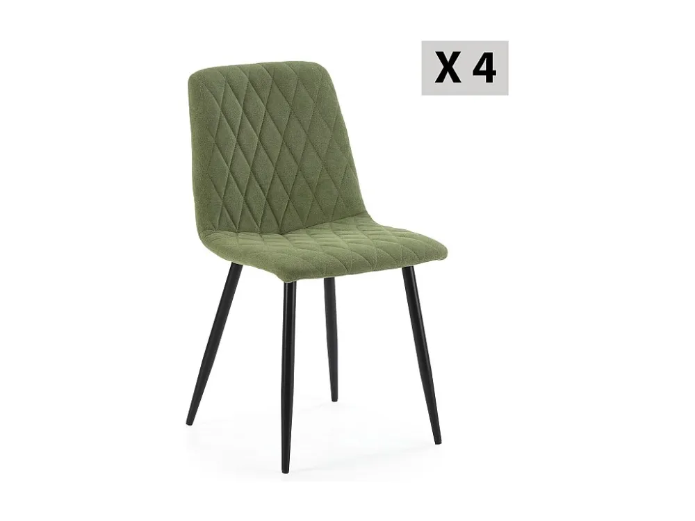 Vier stoelen April gestoffeerd groene stof. VS Venta-stock
