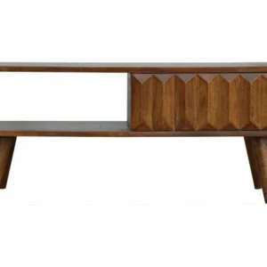 Artisan Furniture Massief Houten Kastanje Mediakast met Prism Sliding Deuren, Woonkamer TV Kamer
