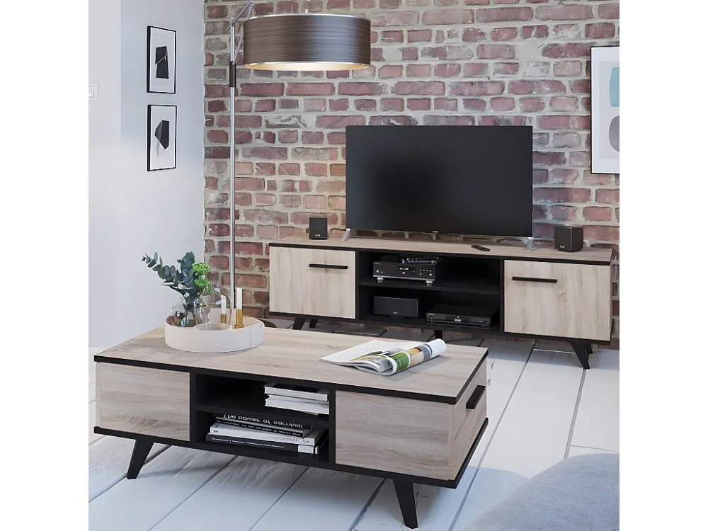 TV-meubel met 2 deuren en 2 nissen, 151,4 cm - Wayne Calicosy