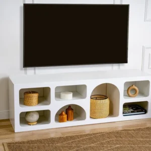 Eigentijds tv-meubel met 7 nissen - Kleur: wit - LUELA