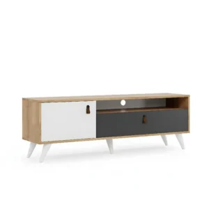 Manila TV-Meubel, Eiken, Antraciet, Wit, 150x36,5x50 cm, EPIKASA