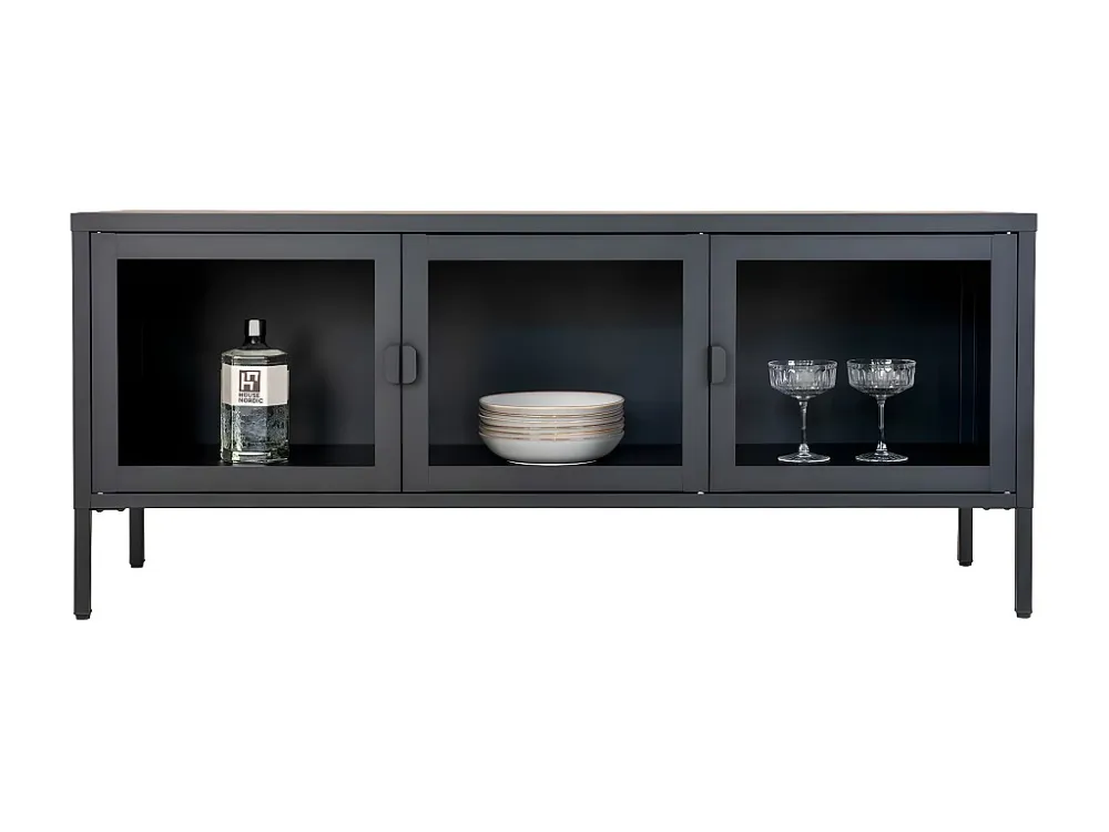 Meuble TV Brisbane, Noir, 40x130x55 cm, EPIKASA