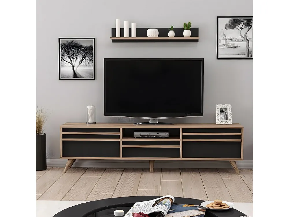 TV-Meubel Hira - Zwart - 180x35x48 cm - EPIKASA