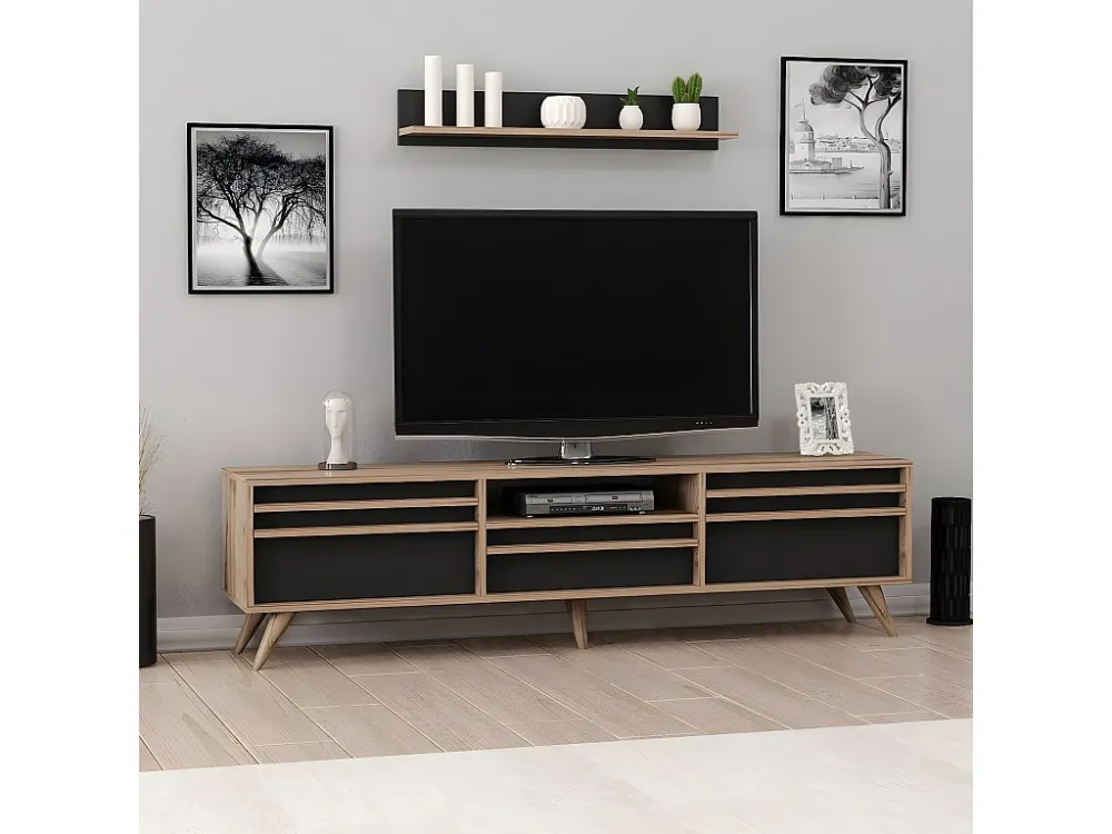 TV-Meubel Hira - Zwart - 180x35x48 cm - EPIKASA