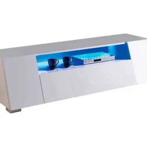TV-meubel LED "Chlora" hoogglans wit met opbergruimte en multicolor verlichting Habitat et jardin