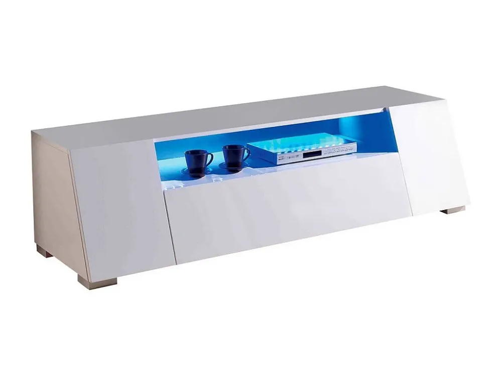 TV-meubel LED "Chlora" hoogglans wit met opbergruimte en multicolor verlichting Habitat et jardin
