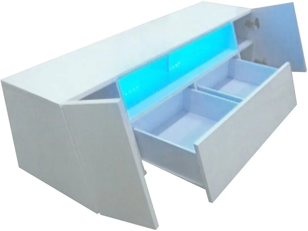 TV-meubel LED "Chlora" hoogglans wit met opbergruimte en multicolor verlichting Habitat et jardin