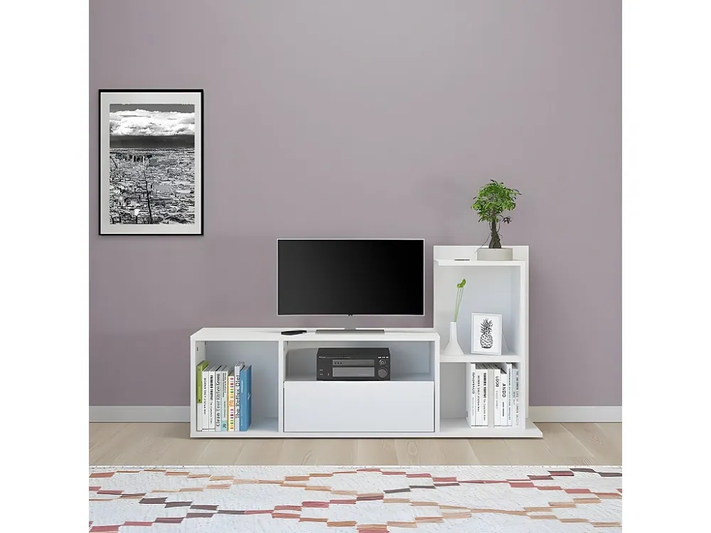 Sumatra TV-Meubel, Wit, 150x22x25 cm, EPIKASA Homemania