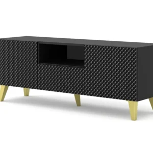 TV-meubel RAVENNA C 150 cm 2D1S glanzend zwart + gouden poten Homlando