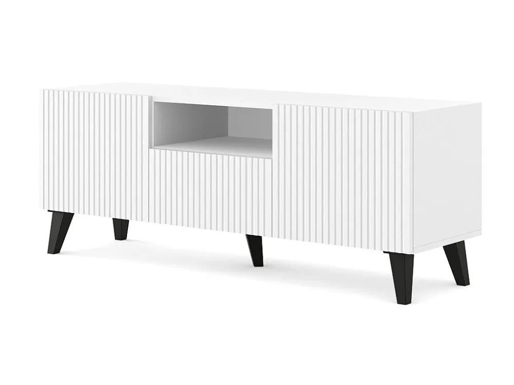 TV-meubel RAVENNA B 150 cm 2D1S mat wit + zwarte poten Homlando