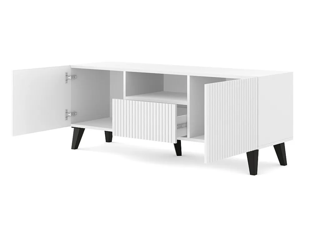 TV-meubel RAVENNA B 150 cm 2D1S mat wit + zwarte poten Homlando