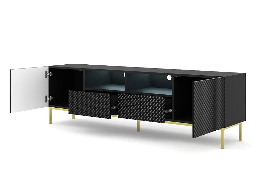 TV-meubel RAVENNA C 200 cm 2D2S glanzend zwart Homlando