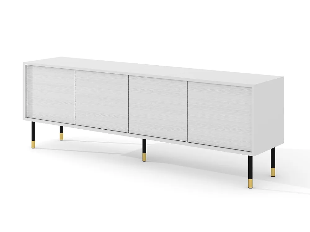 TV-meubel SHERWOOD 4D 180 cm gefreesd op poten mat wit Homlando
