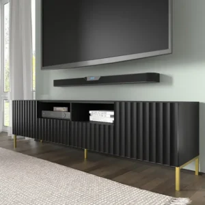 TV-meubel WAVE 200 cm 2D2S wit mat metalen poten goudkleur Homlando