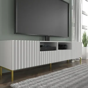 TV-meubel WAVE 200 cm 2D2S zwart mat metalen poten goudkleur Homlando